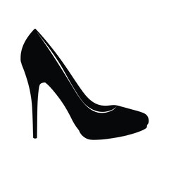 Elegant Black High Heel Shoe Silhouette: Fashion Icon Vector Graphic