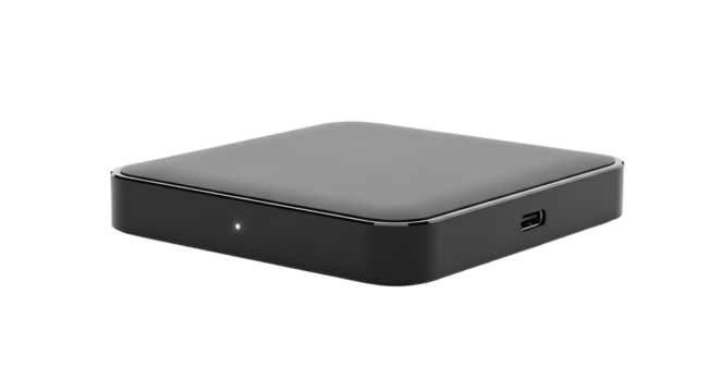 Black Electronic Device with LED Indicator Light and USB-C Port