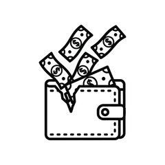 Wallet and Currency: A graphic illustration depicts a wallet overflowing with currency, symbolizing financial concepts and economic transactions.