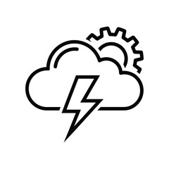Cloud Engineering Emblem: An evocative emblem depicting cloud computing, featuring a stylized cloud, a striking lightning bolt, and a cogwheel, symbolizing innovation and technological power.