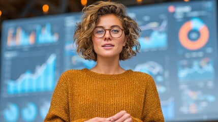 Inspiring business presentation by young professional modern office digital analytics bright atmosphere engaging perspective