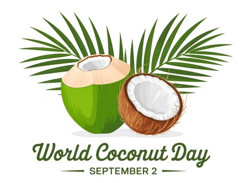 Celebrate world coconut day on september 2nd with fresh coconuts and tropical palm leaves