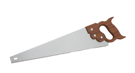 Classic Hand Saw with Wooden Handle on Black Background