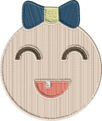Cute Baby Face Bow Teeth Embroidered