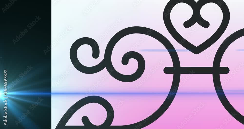 Poster animation of lens flare and hexagon pattern with waves and digital art over abstract background