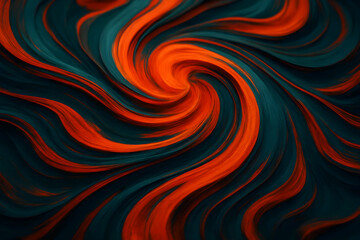 Vibrant red and yellow abstract swirl with a fiery vortex and artistic light pattern on a flowing curved backdrop