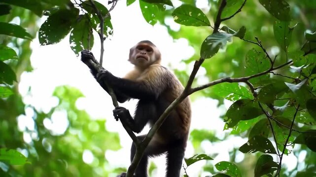 Monkey Perched in the Forest Wildlife Observation