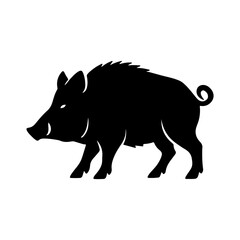 Obraz premium Boar silhouette icon vector flat illustration on white background.