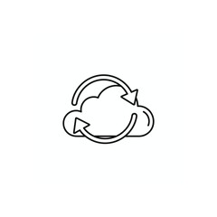 Cloud Data Exchange: A sleek, monochrome depiction of a cloud symbol, encircled by two arrows, perfectly illustrating the seamless data exchange and digital cloud storage. 