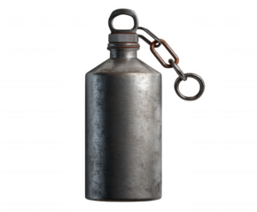 Realistic metal weight with chain and ring isolated on transparent background