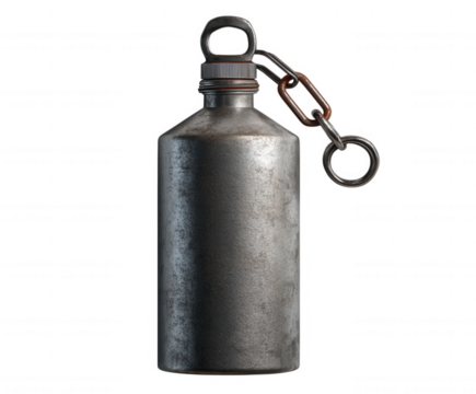 Realistic metal weight with chain and ring isolated on transparent background