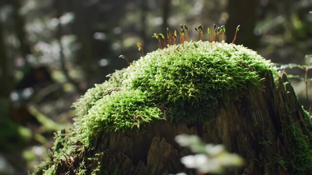 Mossy Stump Serene Forest Macro