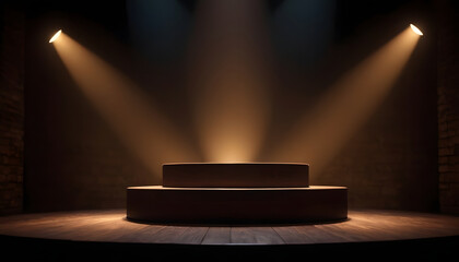 Dramatic perspective shot of dark mode product display with moody bokeh lighting for high-end digital storefronts