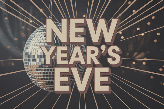 Sparkling New Year's Eve party invitation with disco ball for festive celebrations and holiday cheer - Powered by Adobe