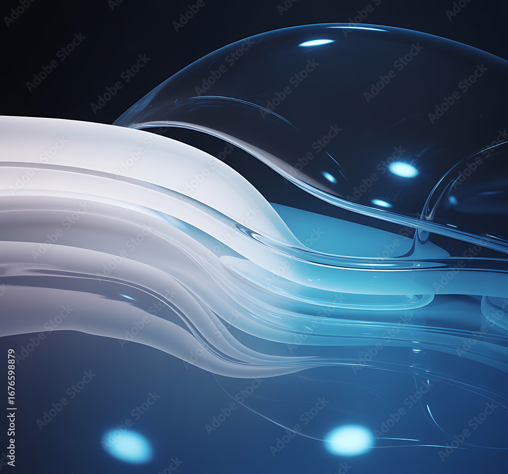 Poster stunning abstract waves of light and glass create a modern, dynamic, and elegant visual for sophisti