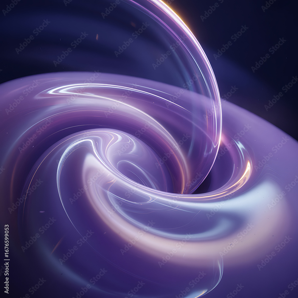 Aufkleber mesmerizing abstract liquid vortex with glowing light trails and smooth, flowing curves in ethereal 