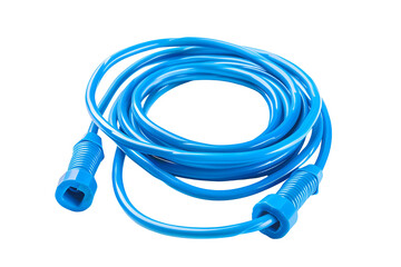 Blue coiled tube with connectors