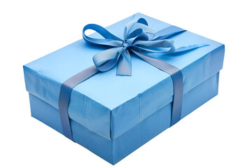 Blue Gift Box with Ribbon Bow Surprise Present