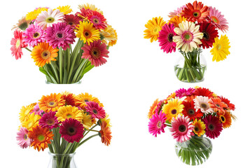 Colorful Gerbera Daisy Bouquets in Vases and Loose
