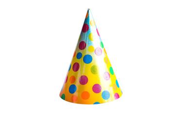 Colorful polka dot party hat on black background