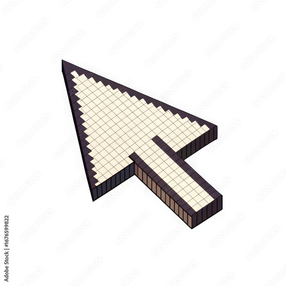 Fototapete Retro 8-bit pixelated computer cursor arrow icon in classic design for digital interfaces