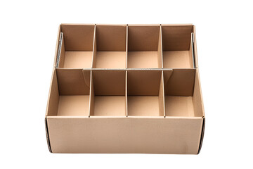 Empty Cardboard Box with Partitions Brown Packaging Storage