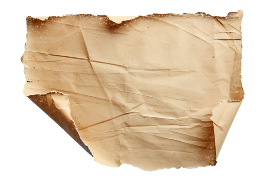 Crumpled brown paper texture old torn edges