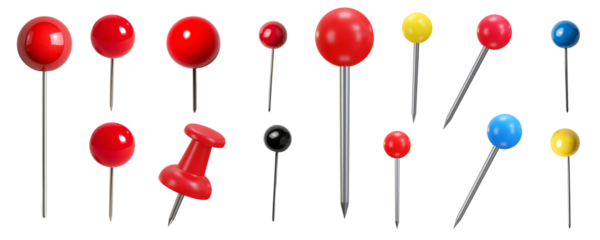 Colourful Board Pins, PNG.