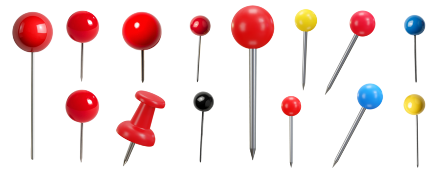 Colourful Board Pins, PNG.