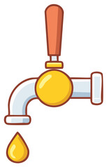 Cartoon Dripping Water Faucet Illustration Saving Water Concept Icon