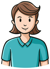 Obraz premium Cartoon portrait of a friendly woman with brown hair smiling