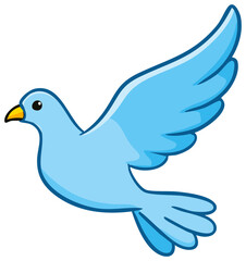 Obraz premium Cartoon Light Blue Dove Flying, Peace, Love, Bird, Open Wings, Vector Icon