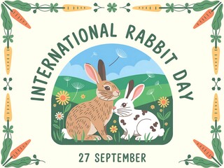 Celebrate international rabbit day on september 27th with adorable rabbits in a scenic meadow