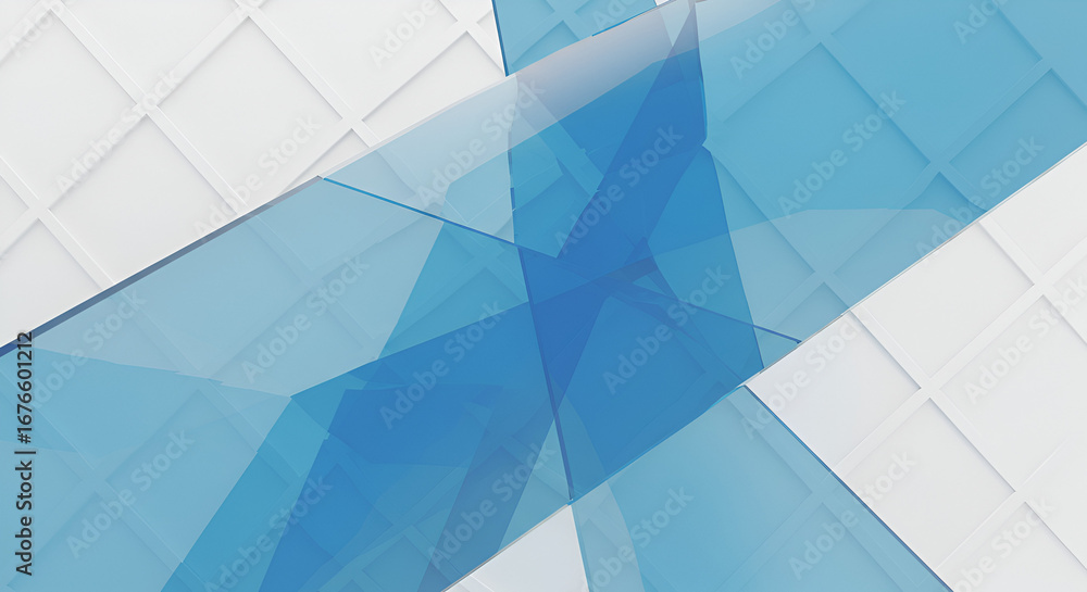 Aufkleber modern abstract background with transparent blue geometric shapes and grid patterns