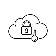 Secure Cloud Access:  A minimalist graphic depicts the essence of digital security, featuring an open padlock guarding a cloud, symbolizing secure access and protection of data.