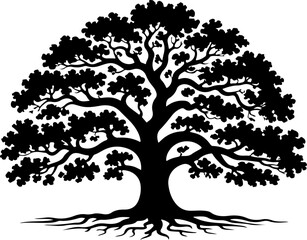 Oak Tree Silhouette Vector Illustration