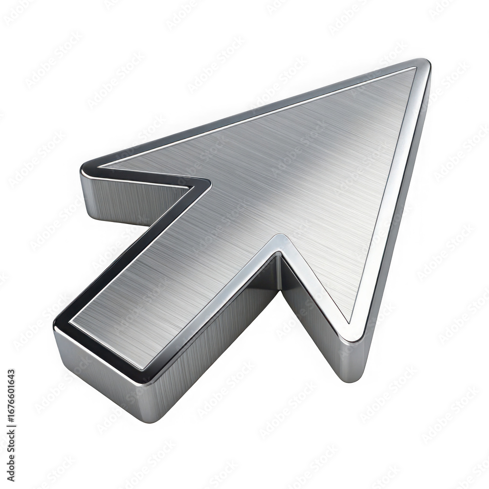 Leinwandbilder 3d silver arrow cursor icon metallic pointer digital navigation user interface element