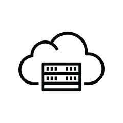 Cloud Computing Data Server: A modern and elegant outline illustration showing the symbiosis between the cloud and data, the universal symbol of the digital world and data protection.