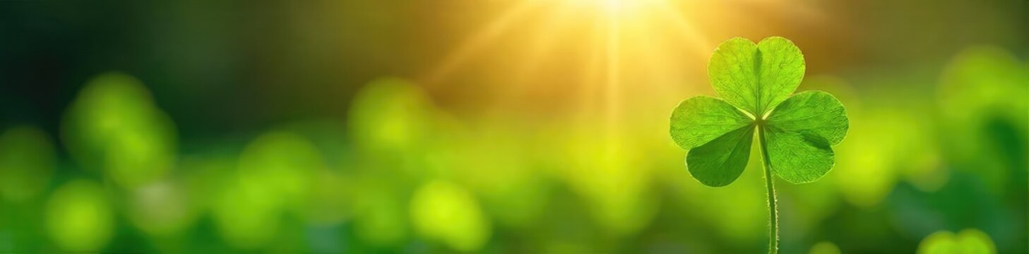 A four-leaf clover basking in sunlight, symbolizing unexpected fortune and serendipitous blessings Perfect for concepts of luck, fate, and positive energy , lucky charm, sunlight