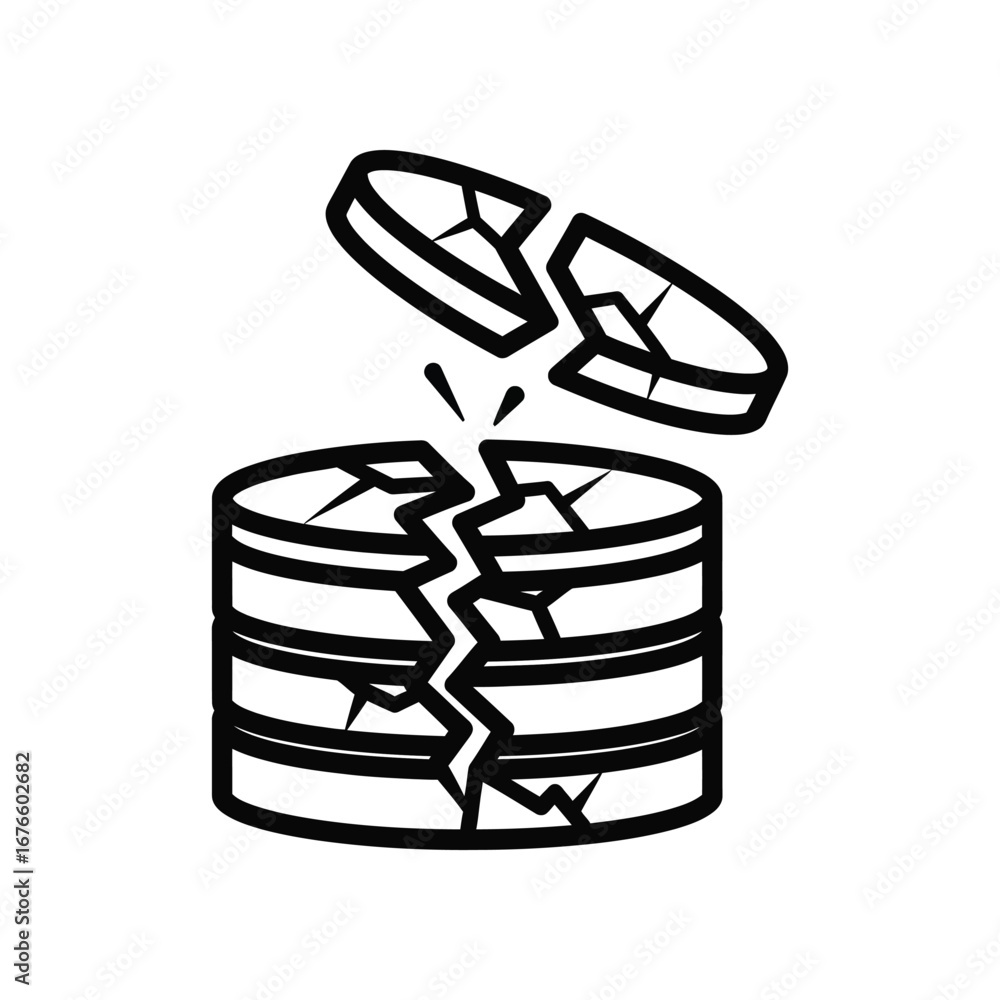 Poster data breach: a visual representation of data loss, with a cracked database signifying the critical s