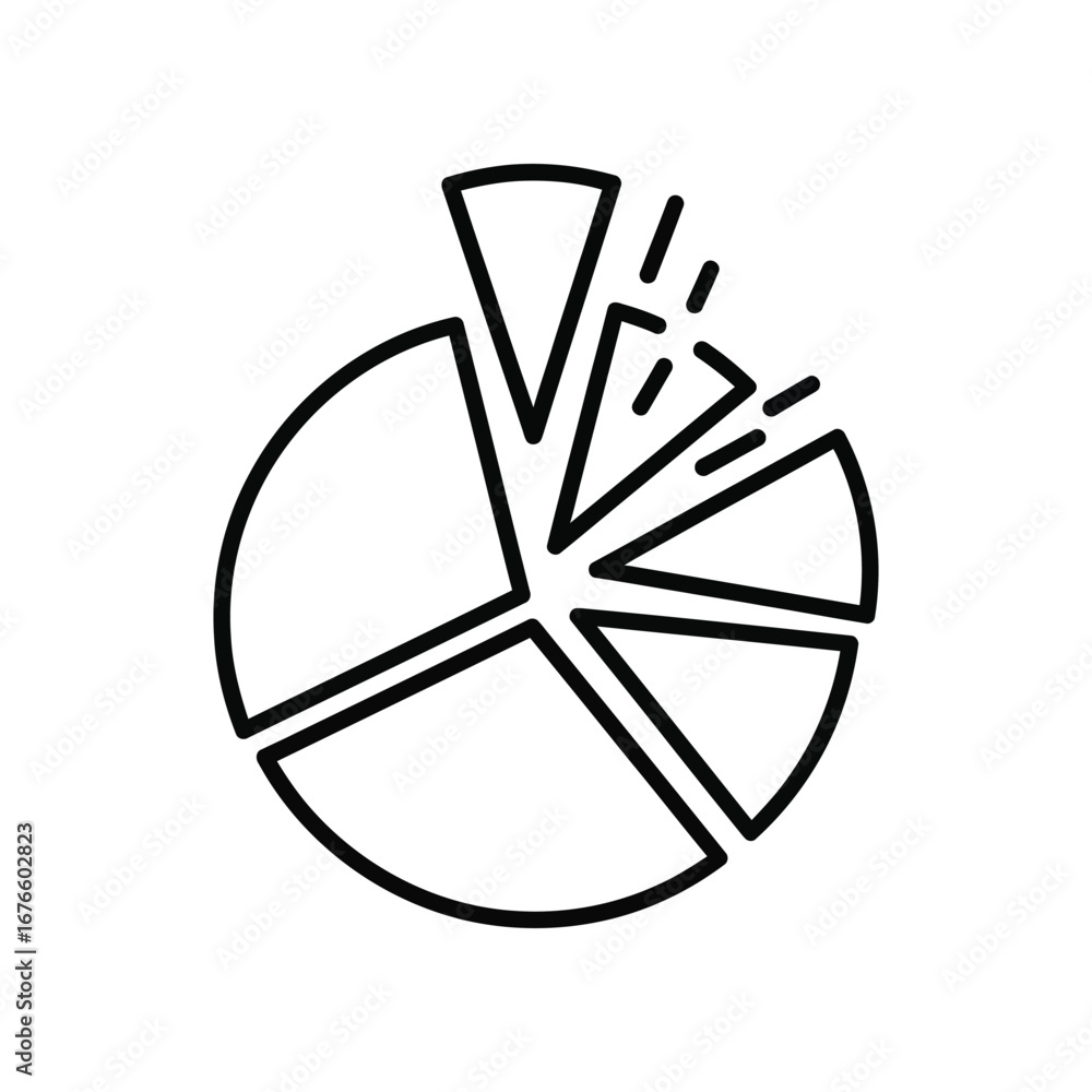 Poster business pie chart: a black and white pie chart illustration, showcasing segmented portions. each se