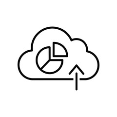 Cloud Data Analysis Icon: A minimalist illustration showcasing a data analysis concept, with a pie chart representing data and a cloud symbolizing data storage and transfer.