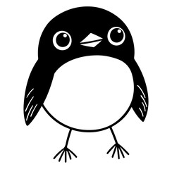 Obraz premium This adorable cartoon bird features a black and white design, making it perfect for children's art, educational materials, or playful illustrations.