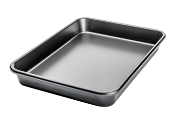 Empty Metal Baking Pan on Black Background