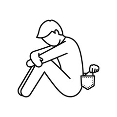 Hidden: Illustration showing an individual in despondency, their pocket discreetly targeted. A stark representation, the artwork portrays elements of dejection and stealth.