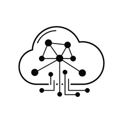 Cloud Computing: A digitally crafted illustration of cloud computing, where a network of interconnected nodes converge within a stylized cloud.