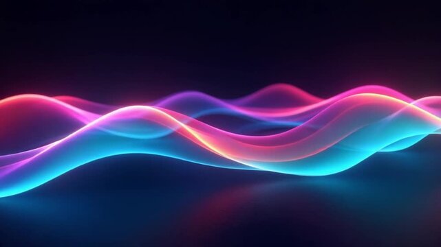 Abstract futuristic neon waves on a simple dark background technology glowing flowing rainbow colorful texture vibrant wallpaper AI cyberspace developing internet connection network wave
