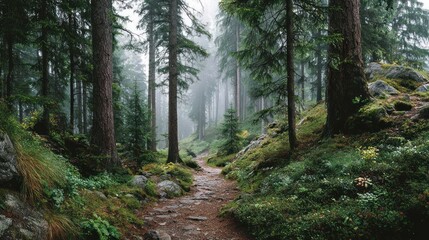 Exploring tranquil forest trails nature landscape serene environment peaceful viewpoint outdoor concept