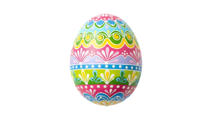 Vibrant Ornate Easter Egg Decoration Isolated Black Background