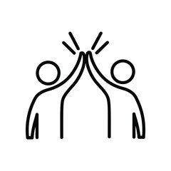High Five Icon: A minimalist icon captures the essence of unity and agreement, depicting two figures joining hands in a gesture of high five. conveying the essence of partnership.